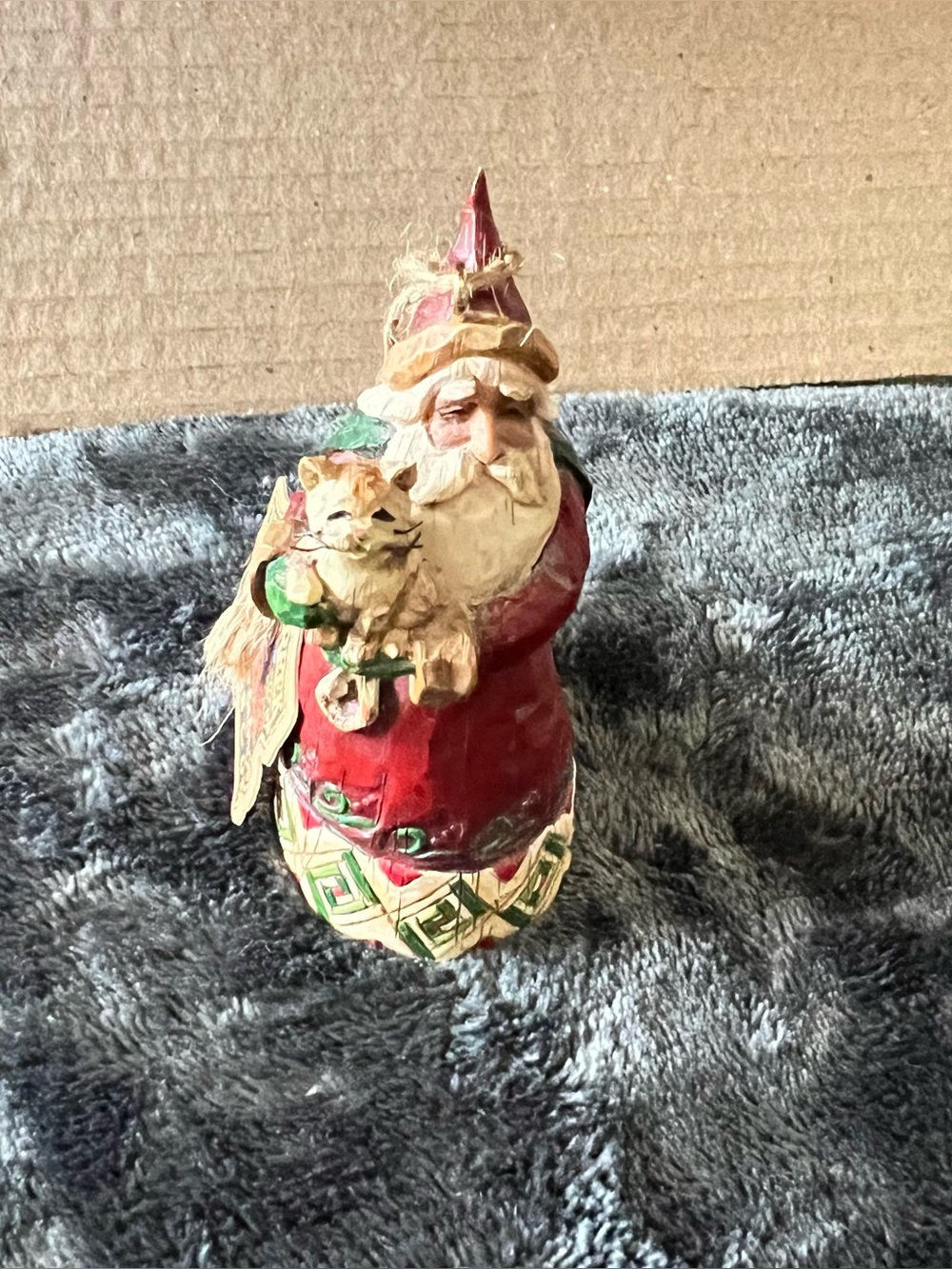 Jim Shore Santa & Cat Figurine Heartwood Creek 2002 Vintage Christmas Enesco